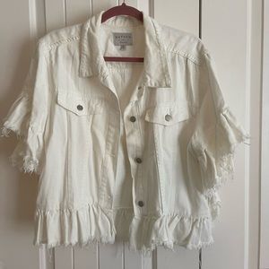 White Ruffled Fringe Jean Jacket